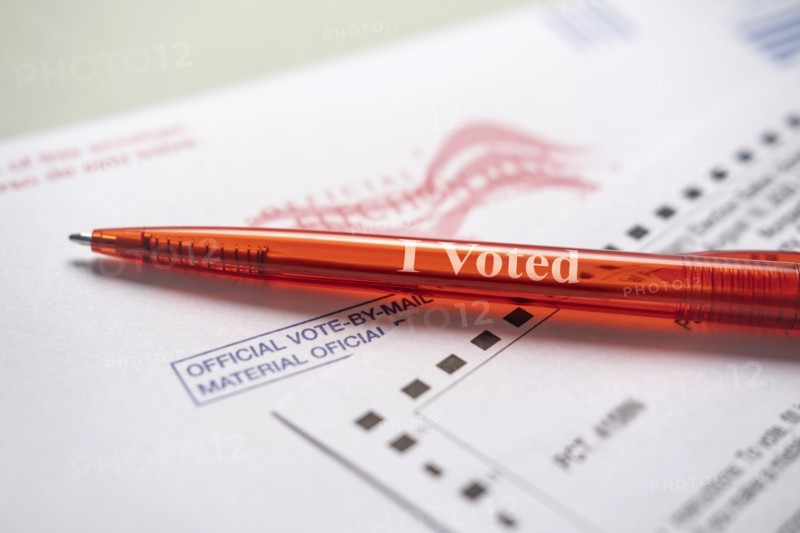 Voting ballot and red pen