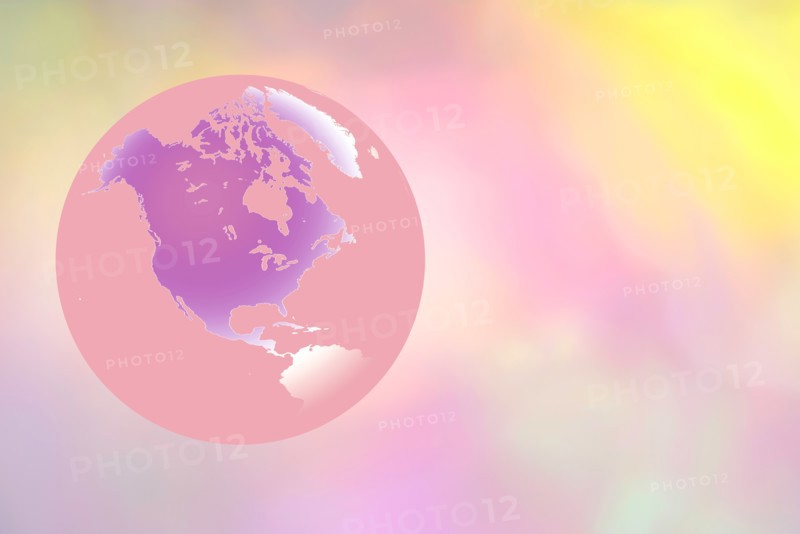 Globe showing North America on pastel background