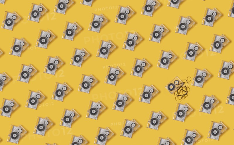 Repetitive design of vintage audio cassettes