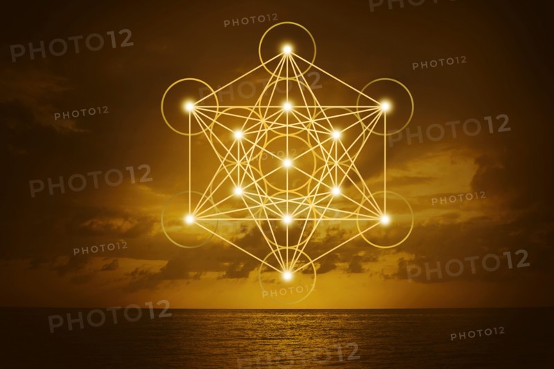 Metatron Cube against yellow sky