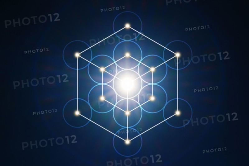 Metatron Cube on blue background