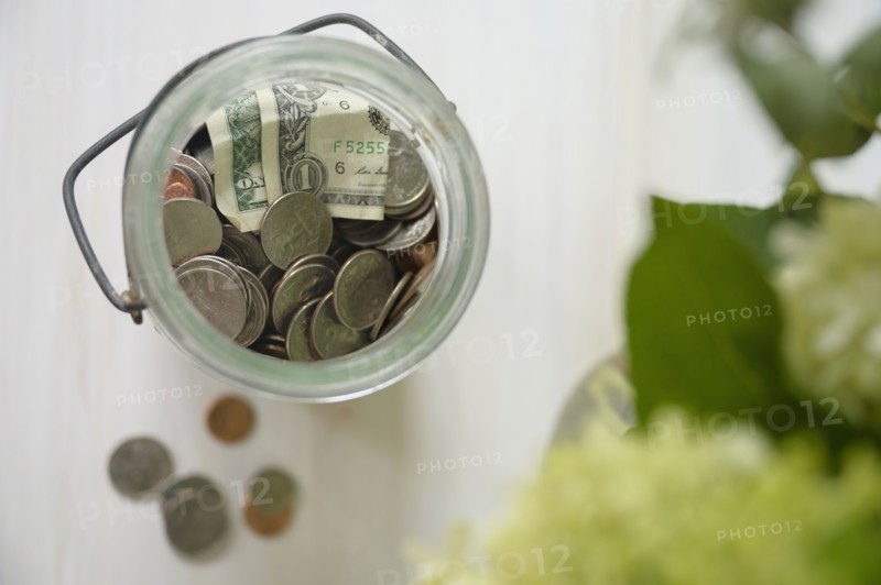 Coins in jar