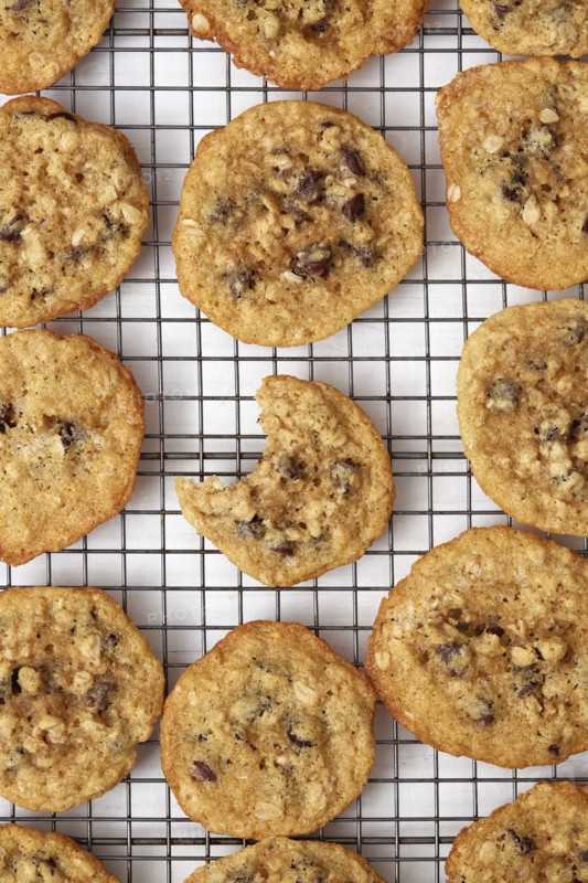 Oatmeal cookies with one missing bite