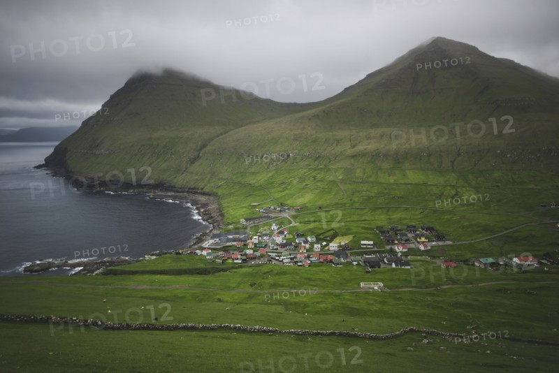 Denmark, Faroe Islands, Gjgv, Village on coast