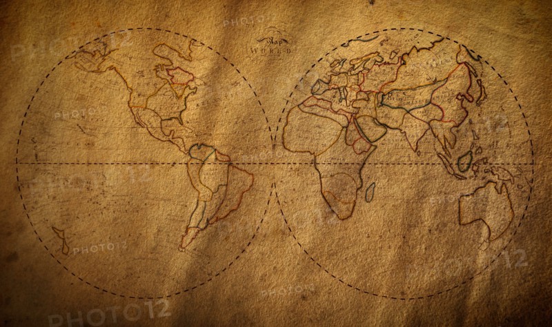 Old map of the world from 1811