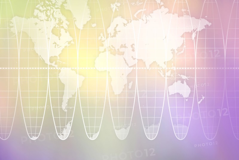World map and cartographic grid