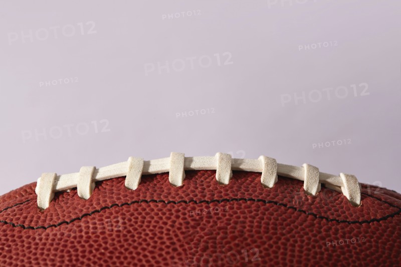 Close-up of football ball laces