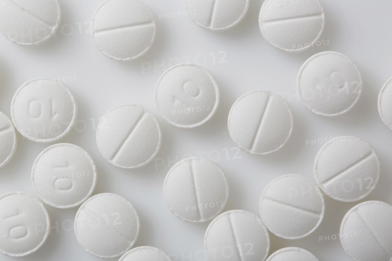 Pills on white background
