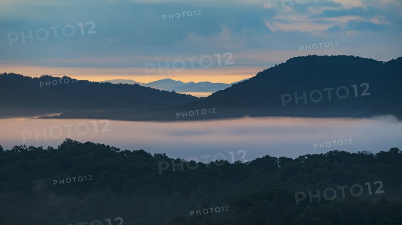 Fog at sunrise in Blue Ridge Mountains