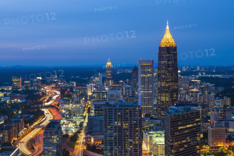 Downtown architecture at dusk