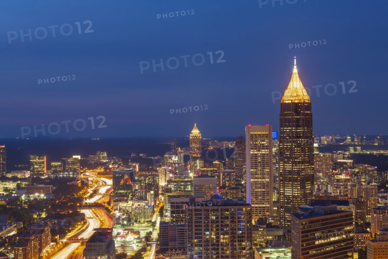 Downtown architecture at dusk