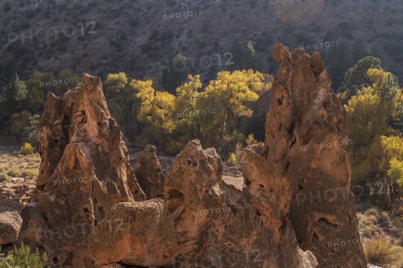 Rock formations in Bandelier National Monument