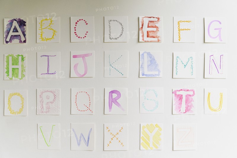 Homemade alphabet on wall