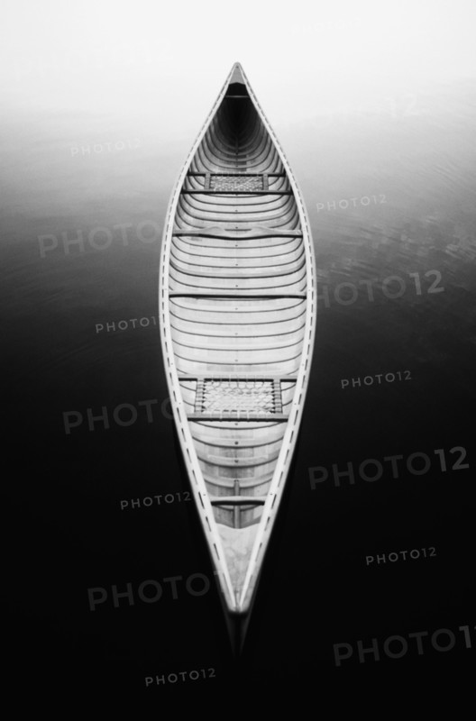High angle view of empty canoe on Lake Placid