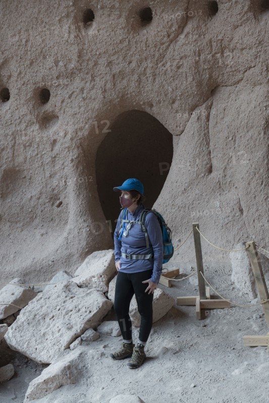 Hiker visiting Bandelier National Monument
