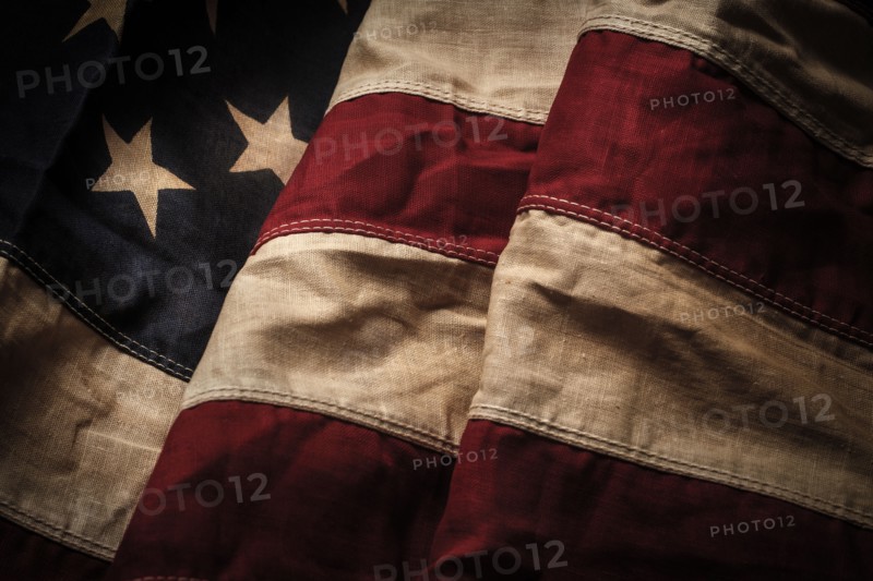 Close-up of old American flag