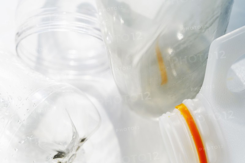 Close-up of plastic bottles