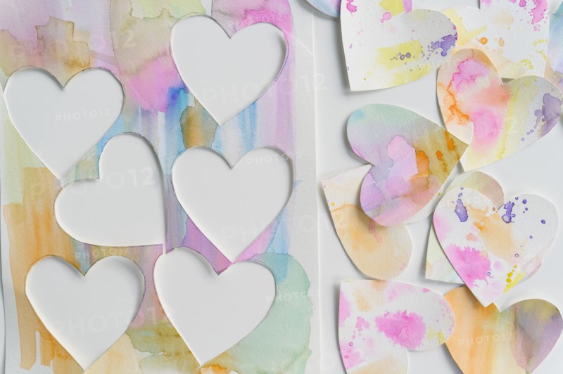 Studio shot of colorful paper hearts