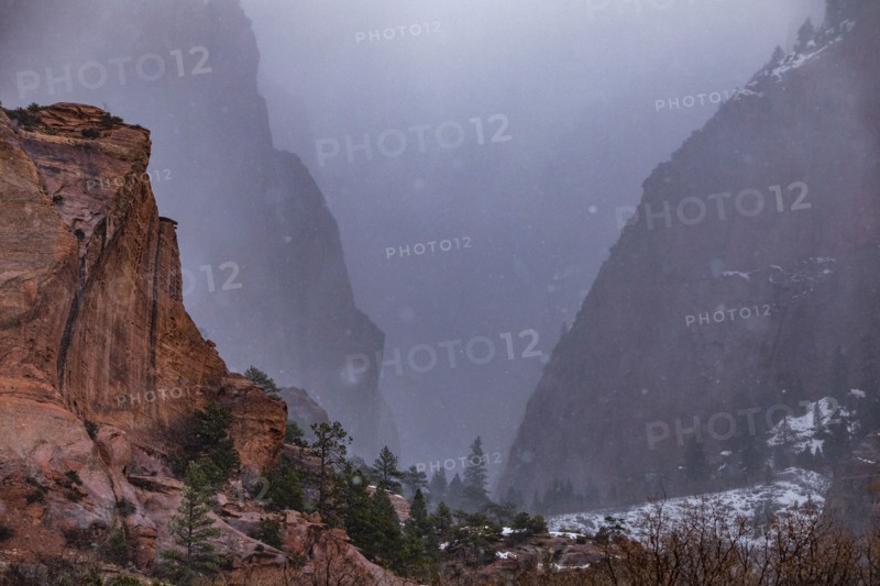 Mist in Kolob Canyon section of Zion National Park
