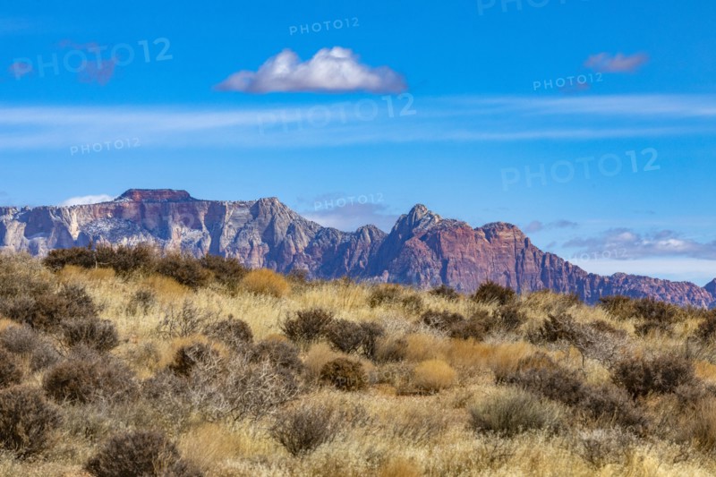 Mountains under blue sky near Zion National Park