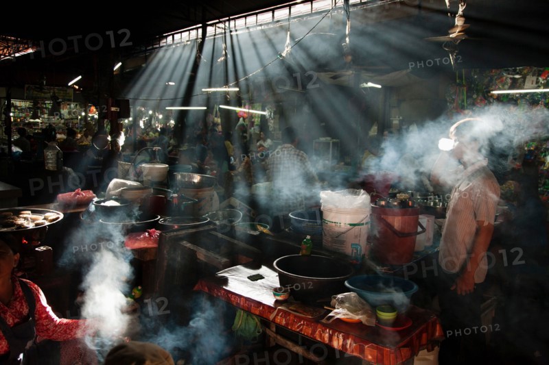 Sunlight streaming into indoor market