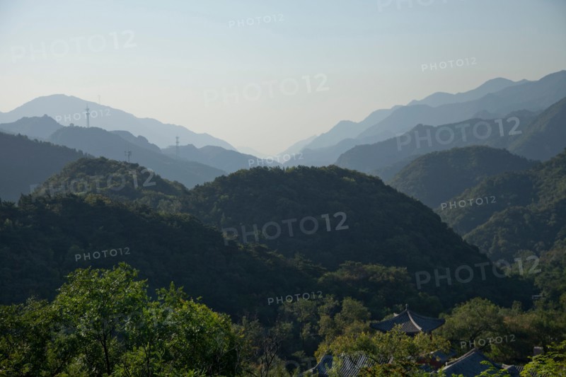Great Wall of China in hilly landscape