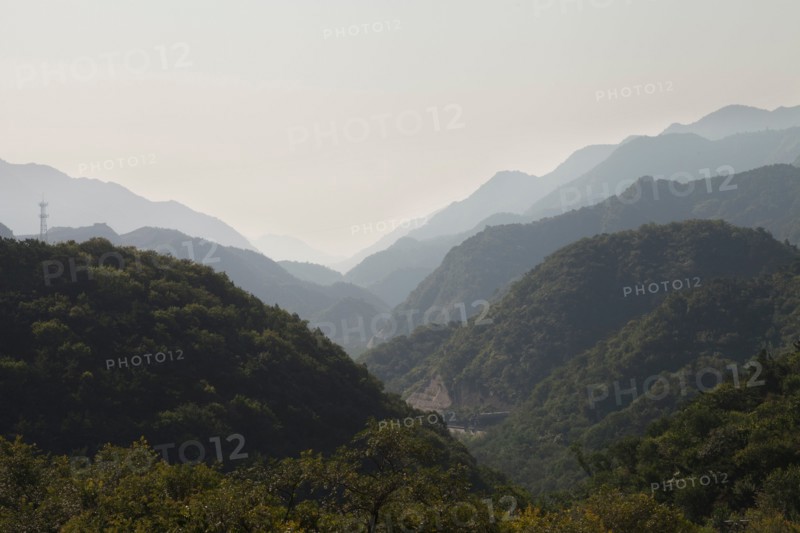 Great Wall of China in hilly landscape