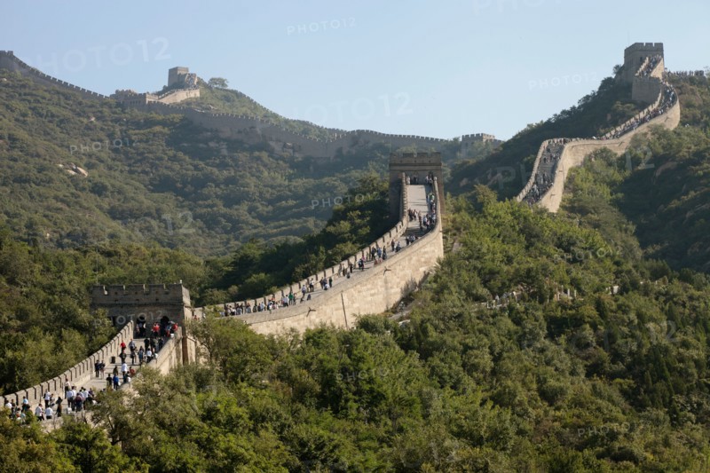 Great Wall of China in hilly landscape