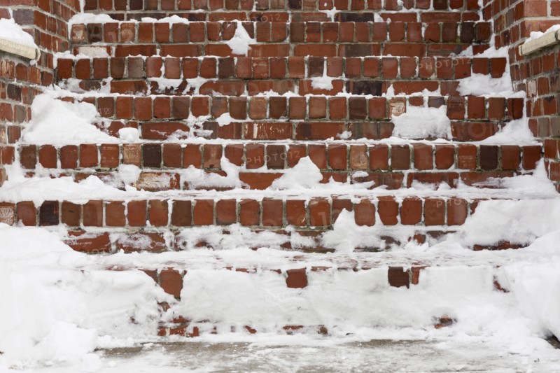 Steps covered in snow