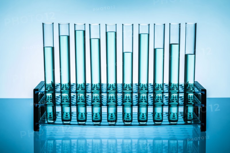 Blue liquid in test tubes
