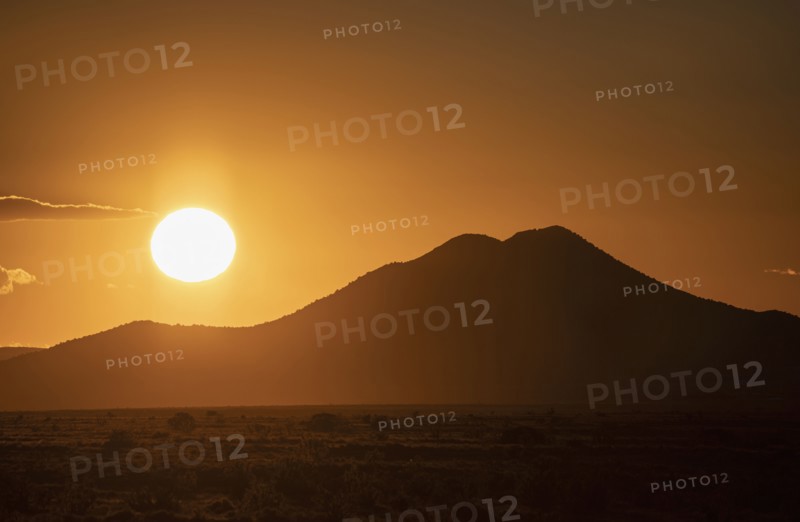 Sun setting over Cerrillos Hills State Park