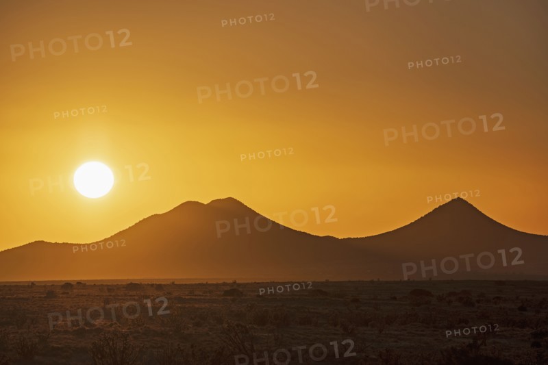 Sun setting over Cerrillos Hills State Park