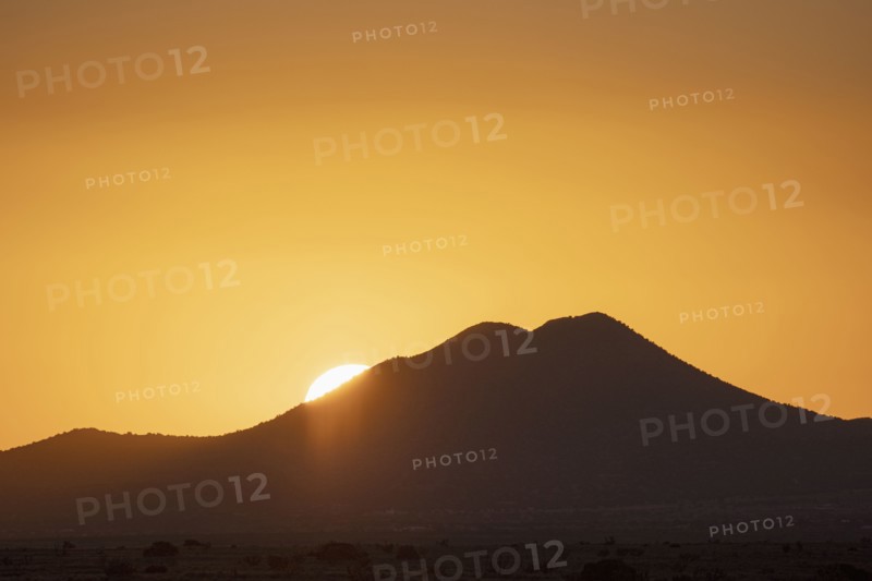 Sun setting over Cerrillos Hills State Park