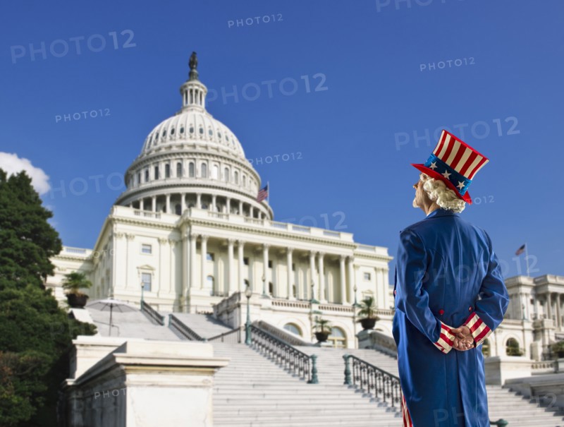 Usa, Washington Dc, Uncle Sam looking at USA, Capital building