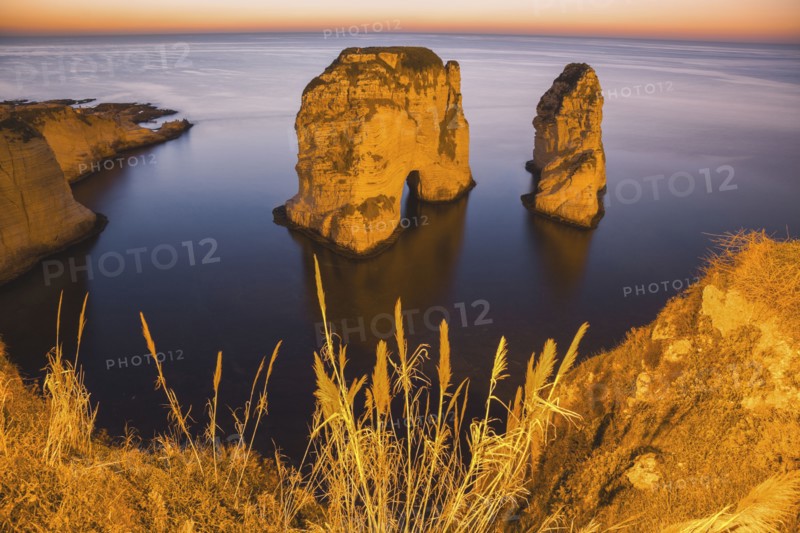 Lebanon, Beirut, Rock formations in sea