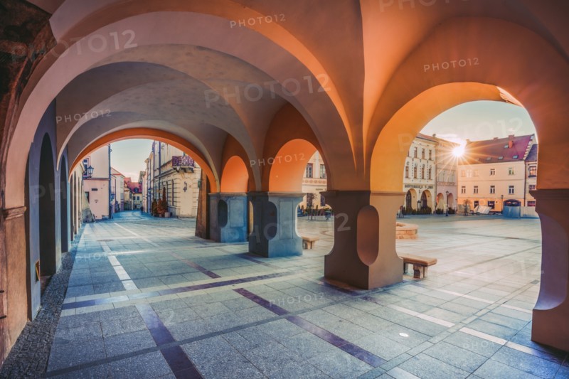 Poland, Lesser Poland, Tarnow, Arcades in old town area