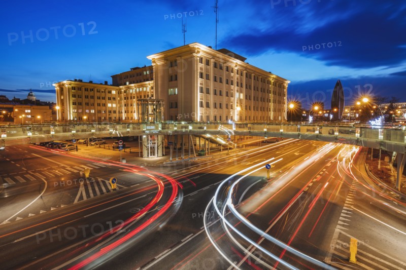 Poland, Subcarpathia, Rzeszow, Evening traffic in city