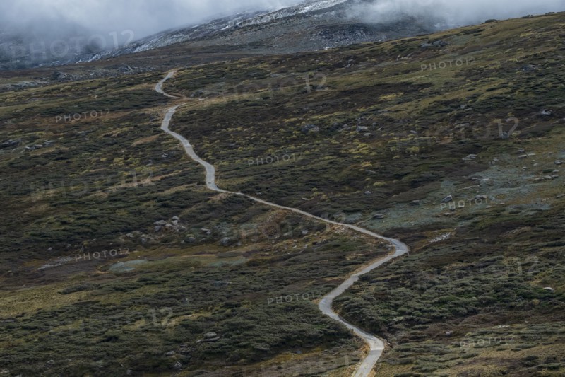 Australia, New South Wales, Hiking trail in mountains at Charlotte Pass in Kosciuszko National Park