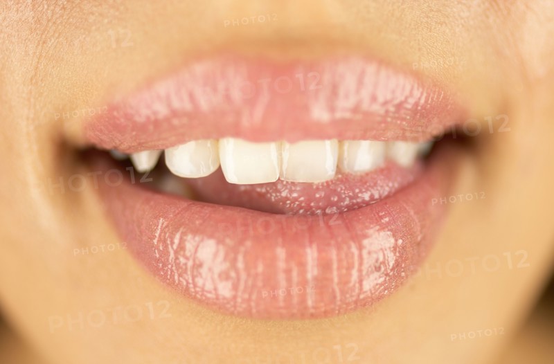 Close-up of smiling woman's lips