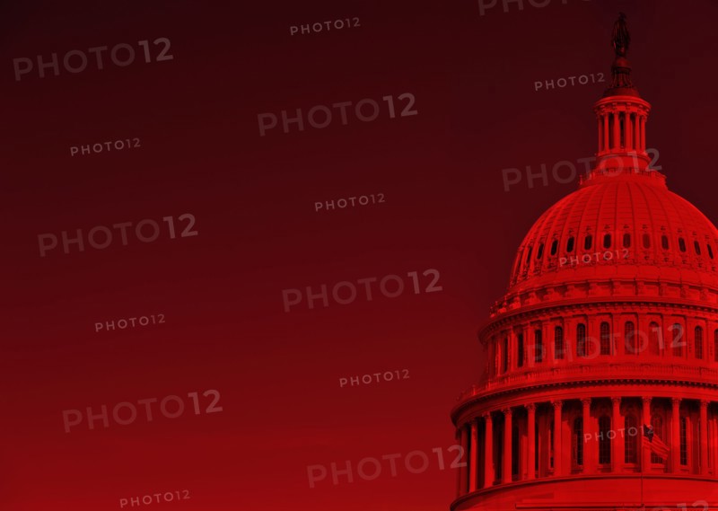USA Capital Building on red background