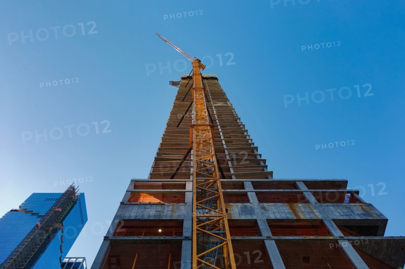Low angle view of skyscraper under construction