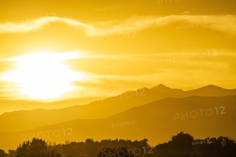 Silhouettes of mountains at sunset