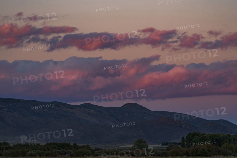 Pink clouds over foothills near Sun Valley