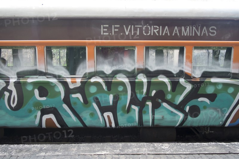 Graffiti on side of train