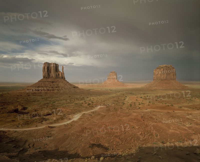 Rock formations in desert landscape