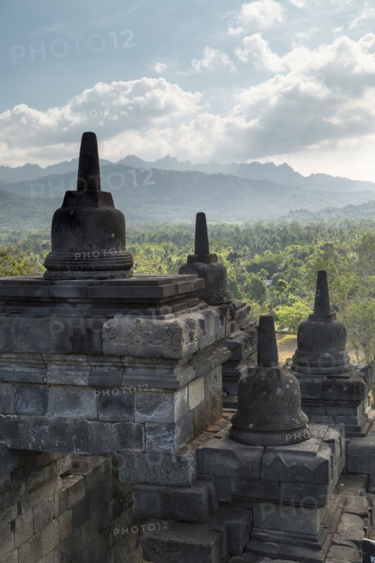 Spires on Temple of Borobudur