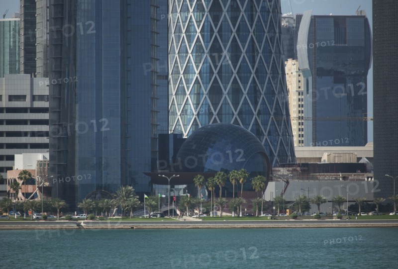 Doha highrise buildings over waterfront