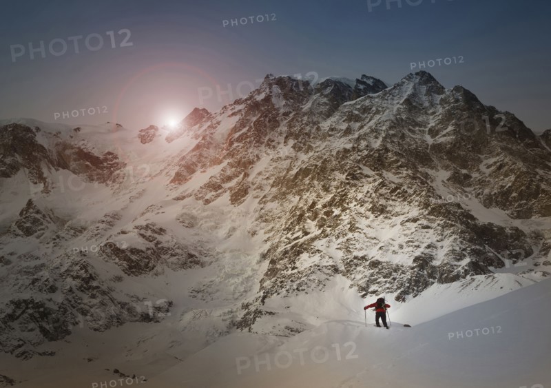 Caucasian skier on Monte Rosa slope