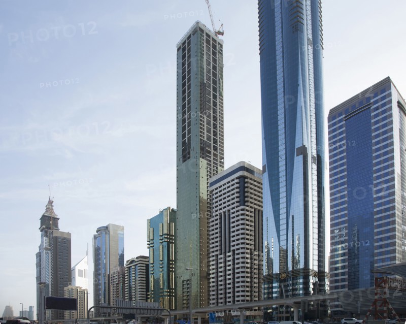 Highrise buildings in Dubai cityscape