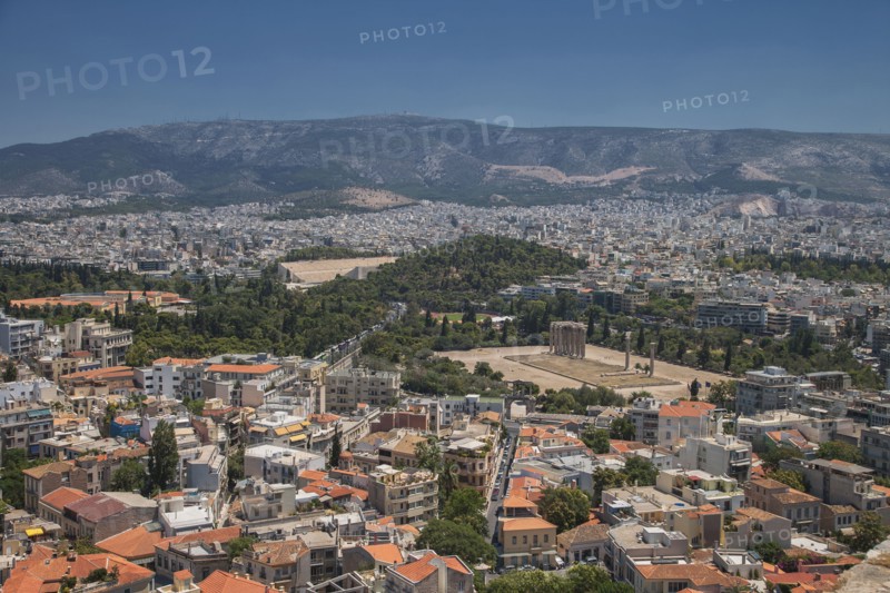 Aerial view of Athens cityscape